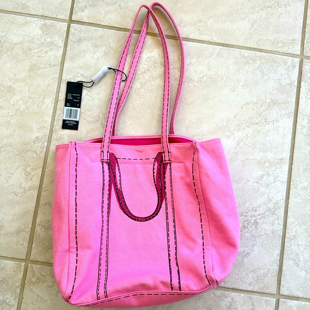 MARC JACOBS The Trompe L’oeil Tag tote bag in Pink canvas